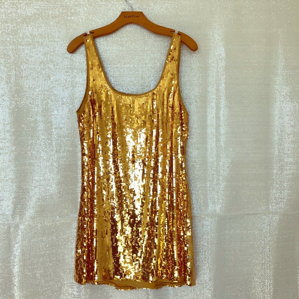 Bebe Gold Sequin Dress Free Shipping